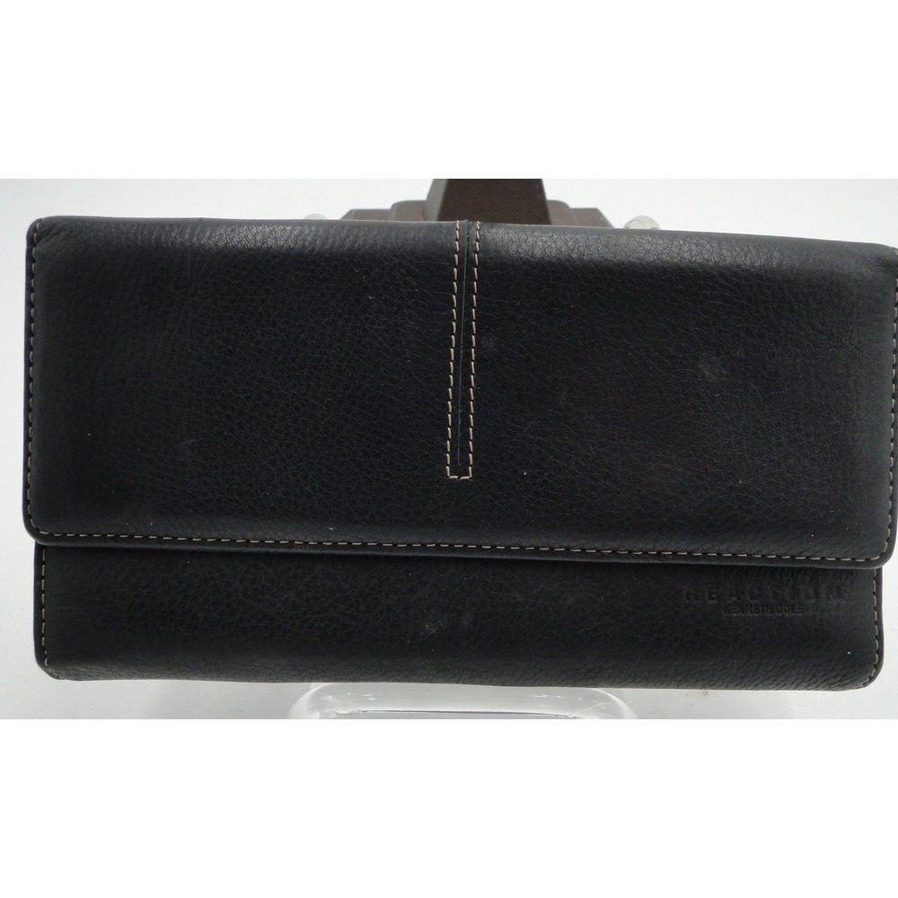 Kenneth‎ Cole Reaction Vintage Black Genuine Leather Trifold Wallet for Women